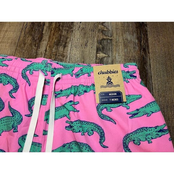 Chubbies NWT 7" Classic Swim Trunks in The Glades Pink Alligators Size Medium - Picture 4 of 7